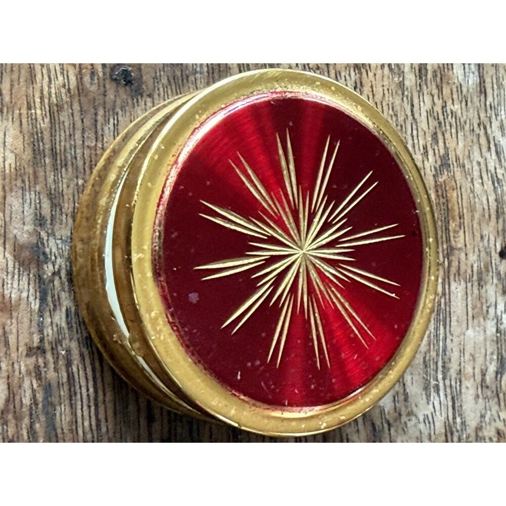 Vintage Margaret Rose Red Enamel and Gold-tone Starburst PowderCompact